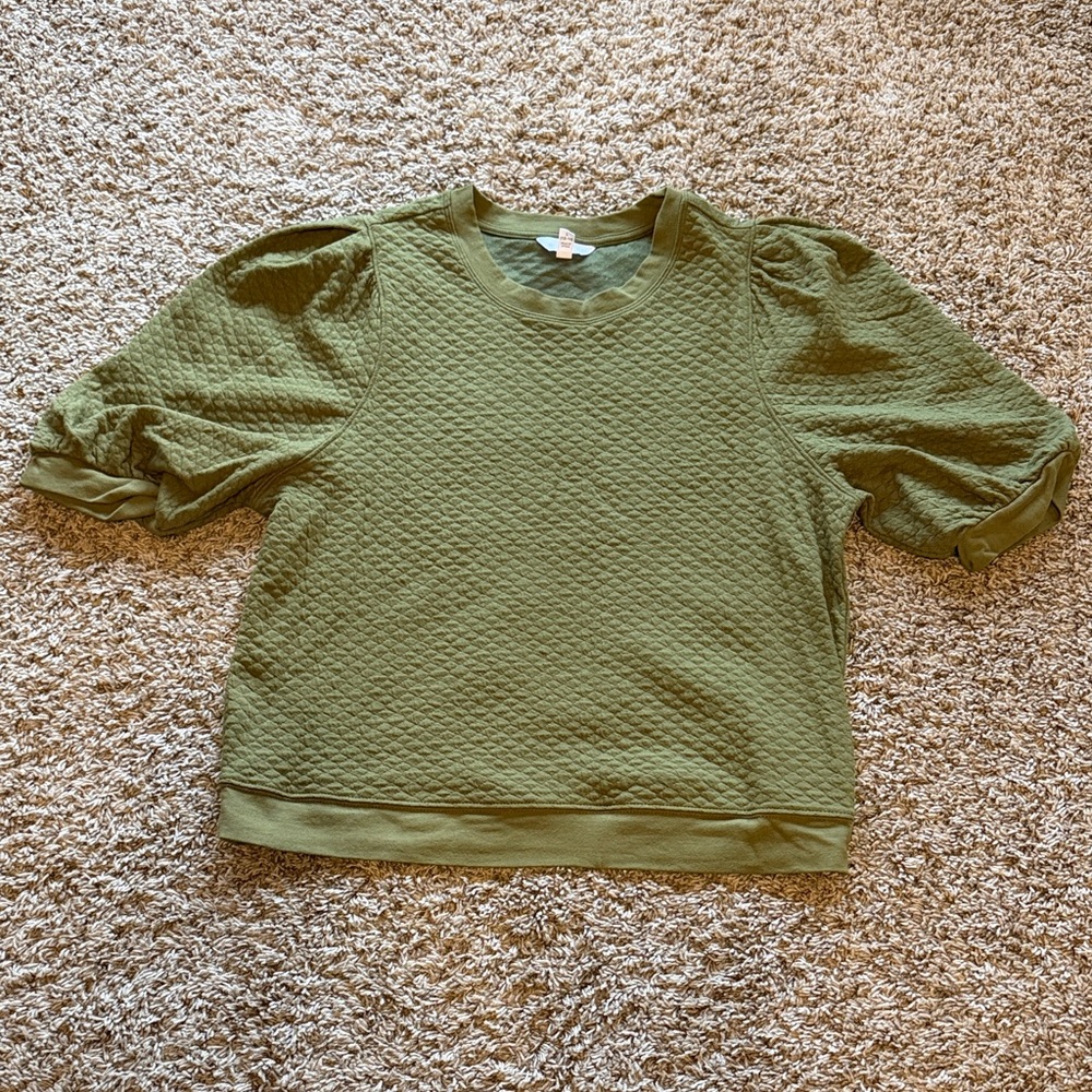 Time and Tru Olive Textured Top